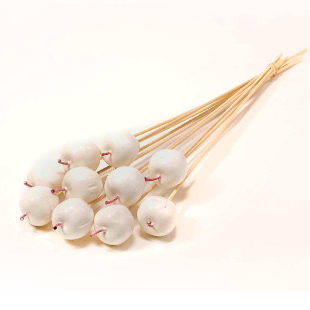 Pre Order Apple wax 5cm on stem white, Box x 20