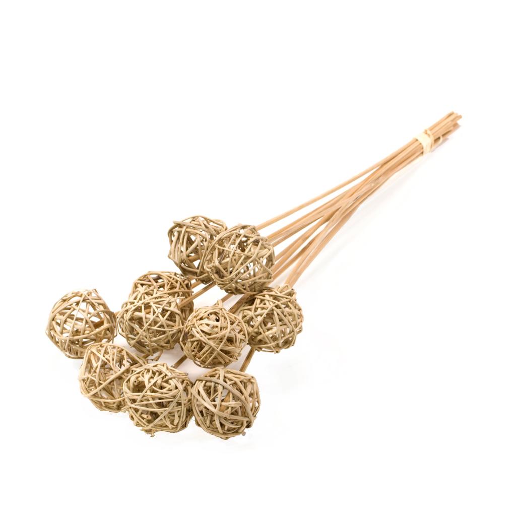Pre Order Brunch ball 5cm on stem natural, box x 15