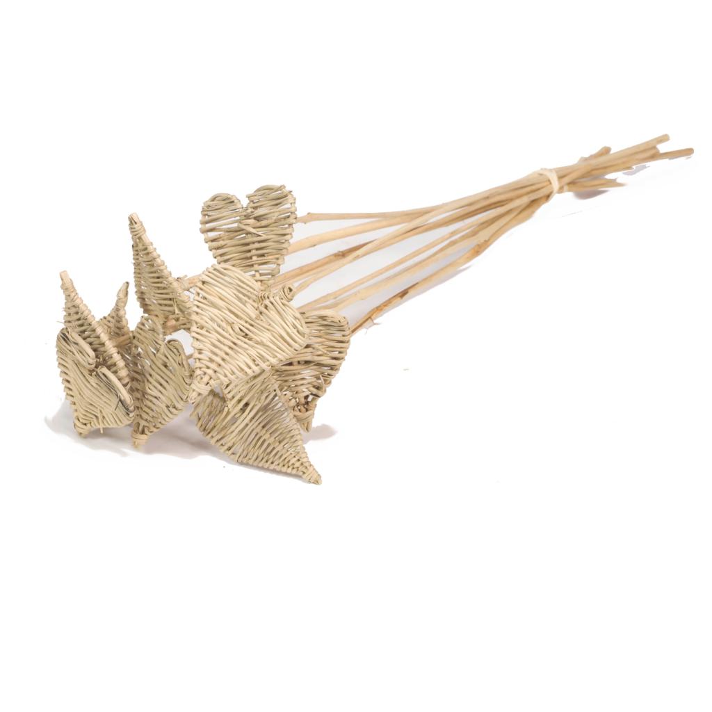 Pre Order Lata heart 8cm on stem flat natural, box x 12