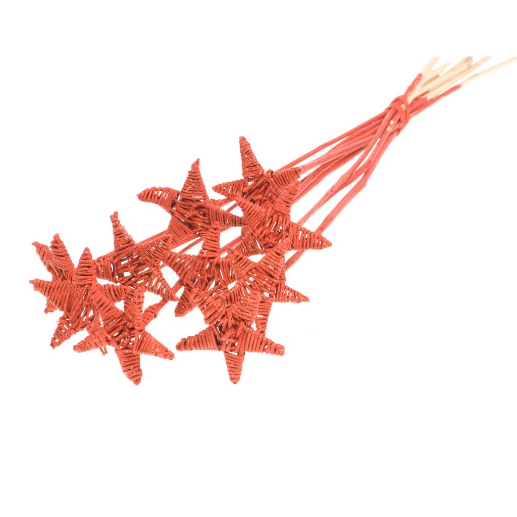 Pre Order Latastar 8cm flat on stem red red glitter, Box x 15