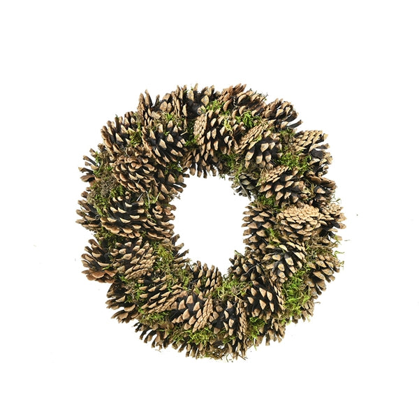 Pre Order Wreath Ø30cm Lappenmoss/pine cone natural, box x 5