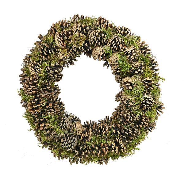 Pre Order Wreath Ø40cm Lappenmoss/pine cone natural, box x 5