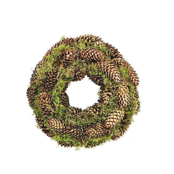 Pre Order Wreath Ø40cm Lappenmoss/spruce cone natural, box x 5