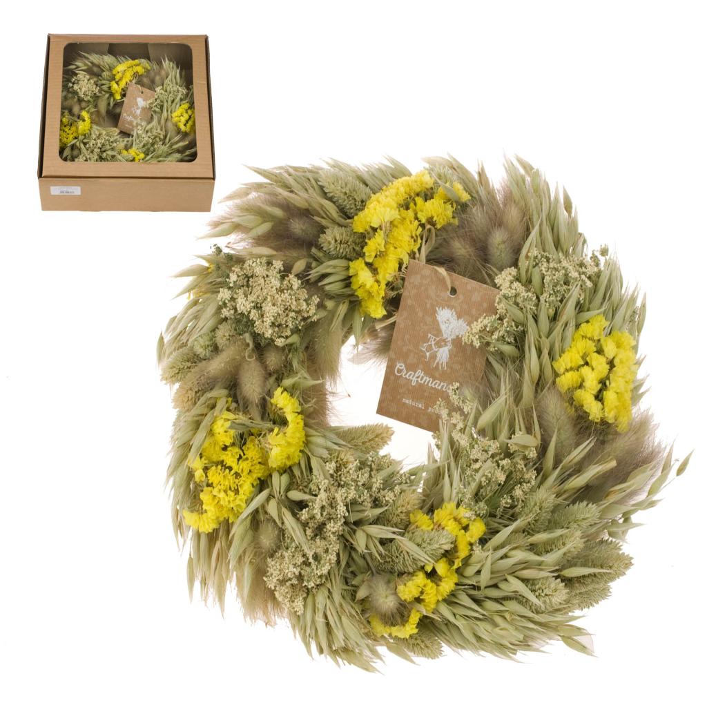 Pre Order Wreath Janice 30cm natural yellow, box x 9