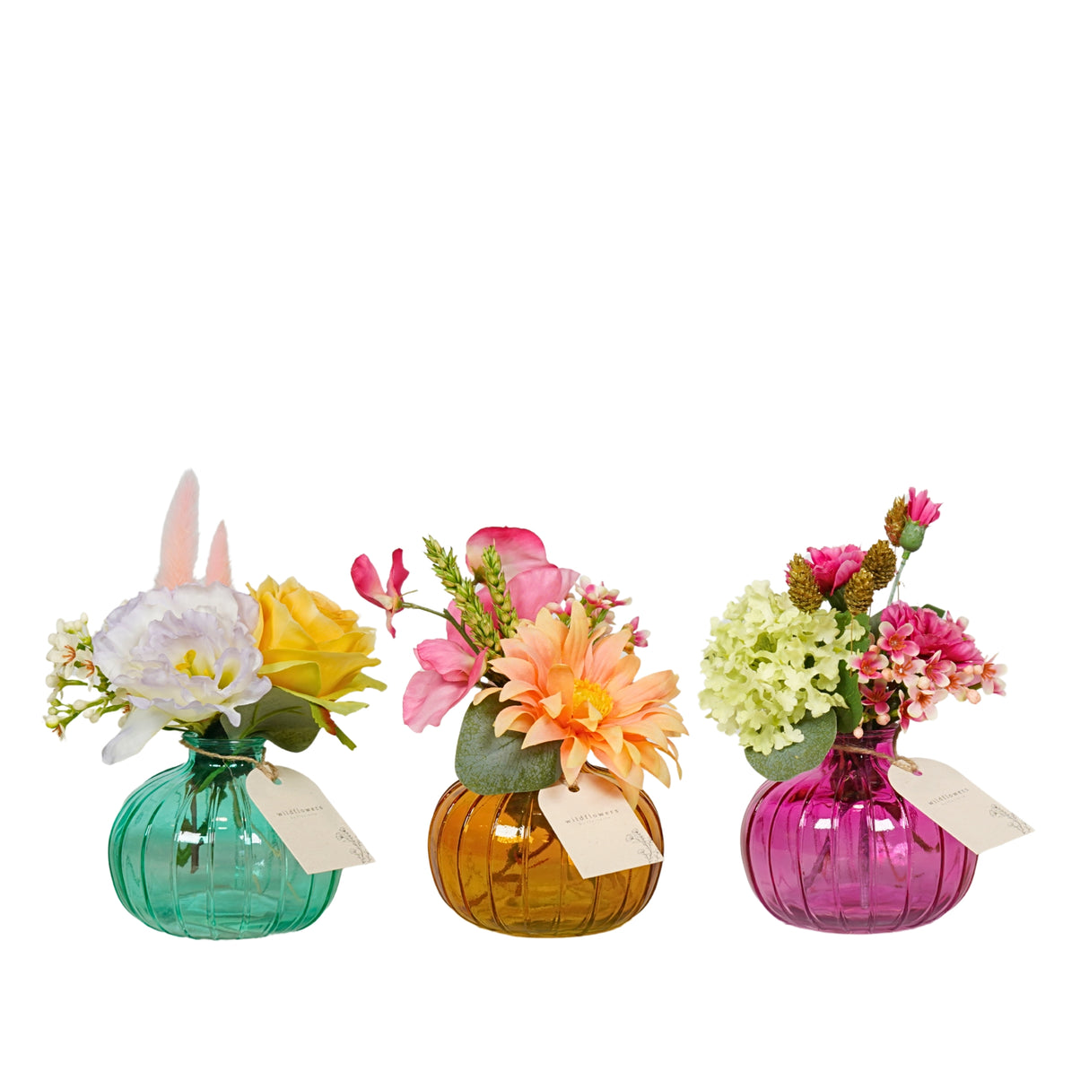 Pre Order artificial flowers in bottle, pastel, box x 6
