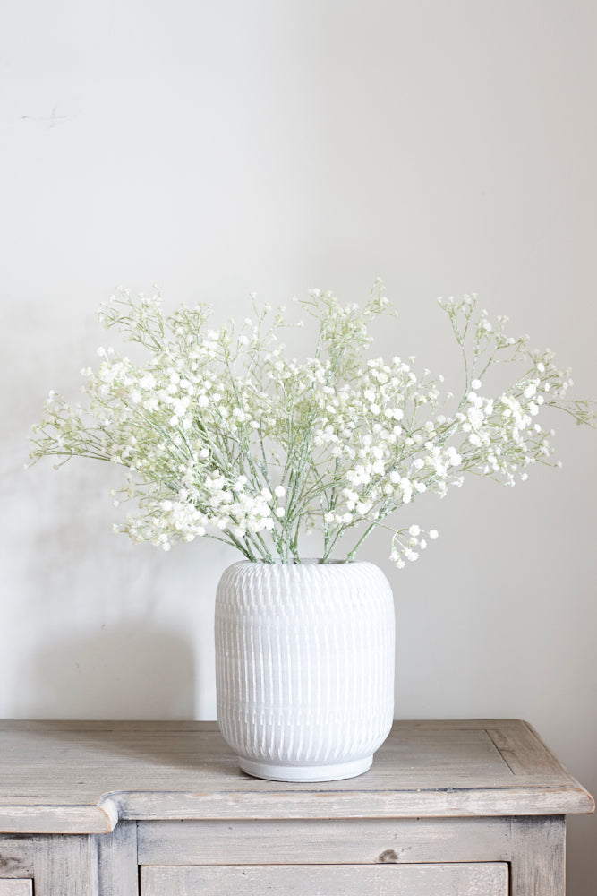 Planter, Terracotta, White, H22cm