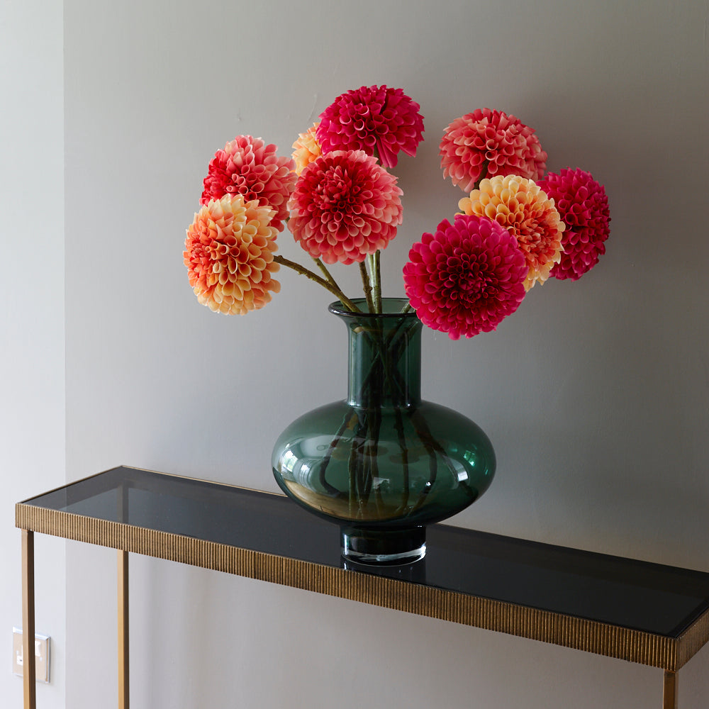 Dahlia Stem (Silk-ka), Artificial, Orange/Red, 64cm