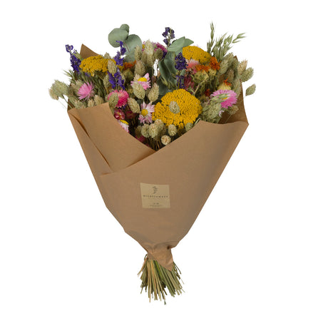 A box of Floriëtte bouquets in brown paper wrapping