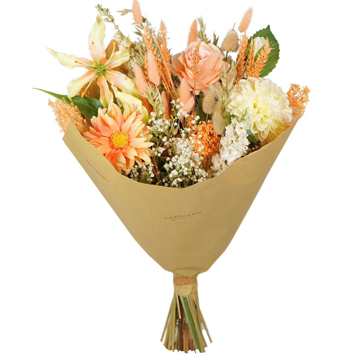 Pre Order Bouquet Dried and Silk, peach perfect, multi, box x 4 bouquets