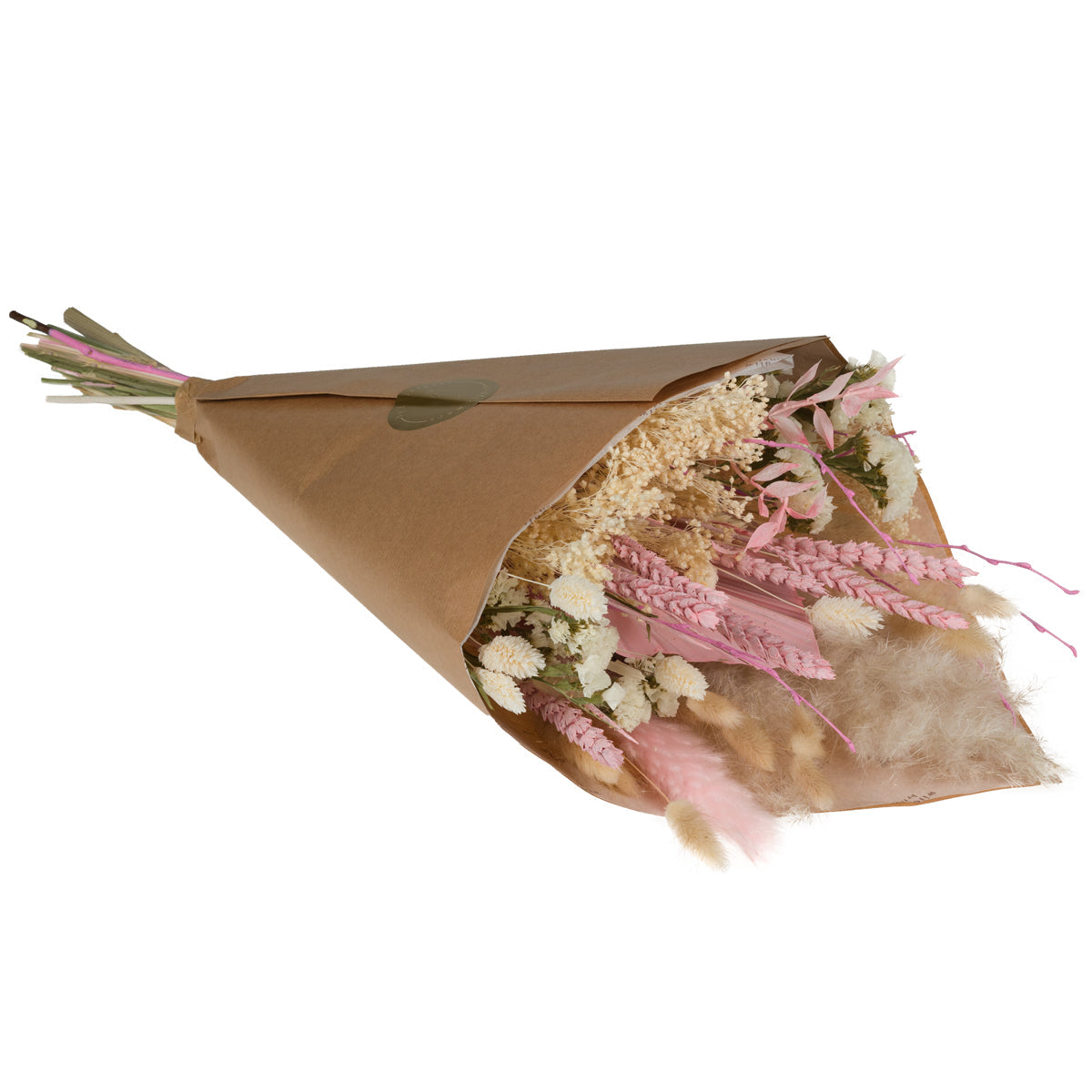 A box of Floriëtte bouquets in brown paper wrapping