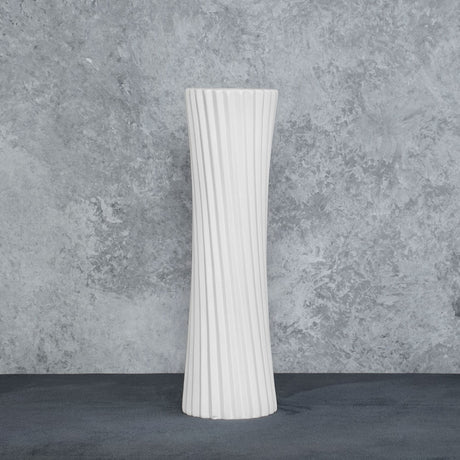 Vase, White Ceramic, Elegant Curve, 33cm