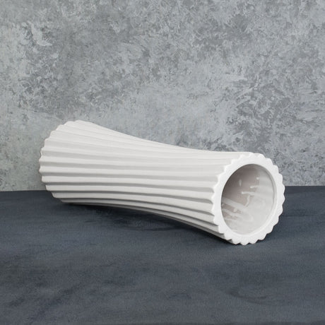 Vase, White Ceramic, Elegant Curve, 33cm