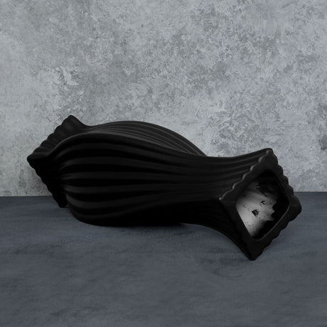 Vase, Black Ceramic, Elegant Twist, 45cm