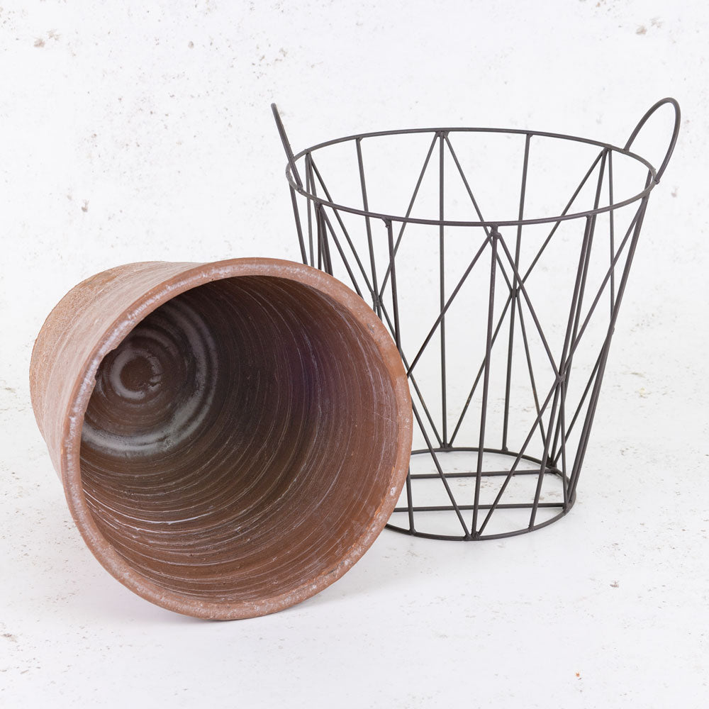 Ceramic Pot in Metal Holder, 28x33cm