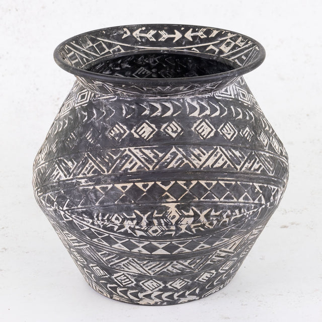 Battambang Metal Vase, Antique Black, 30x27.5cm