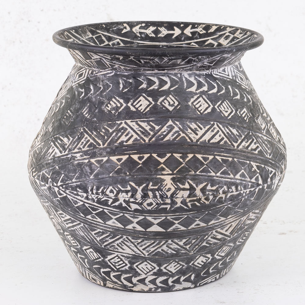 Battambang Metal Vase, Antique Black, 30x27.5cm