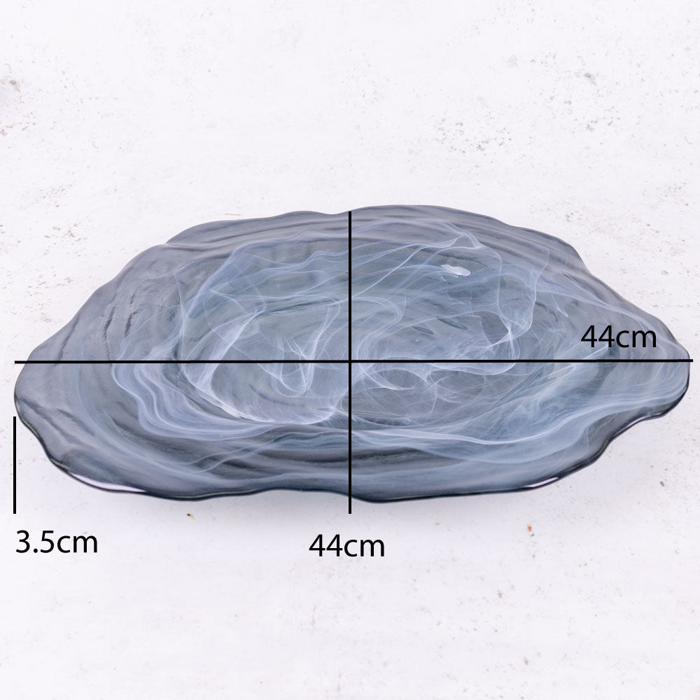 Bowl, Recycled Glass, Grey, 44cm