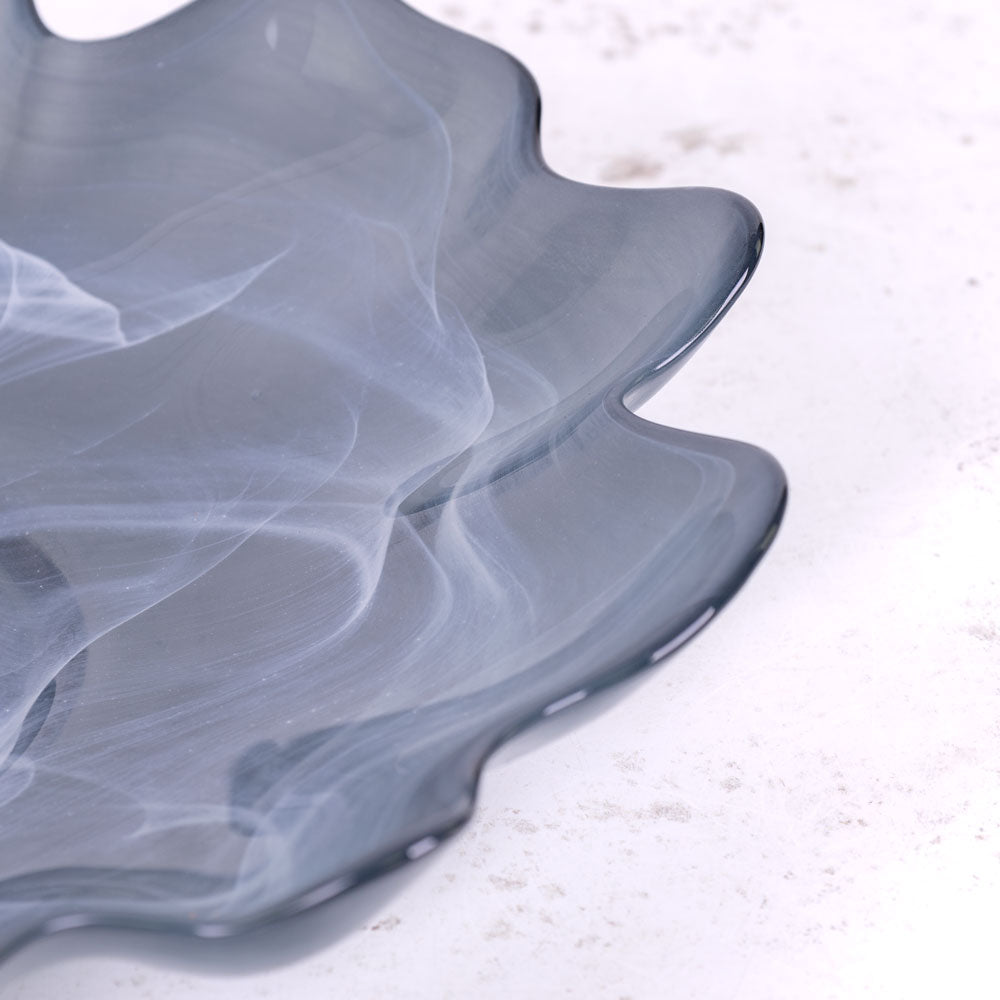 Bowl, Recycled Glass, Grey,33cm