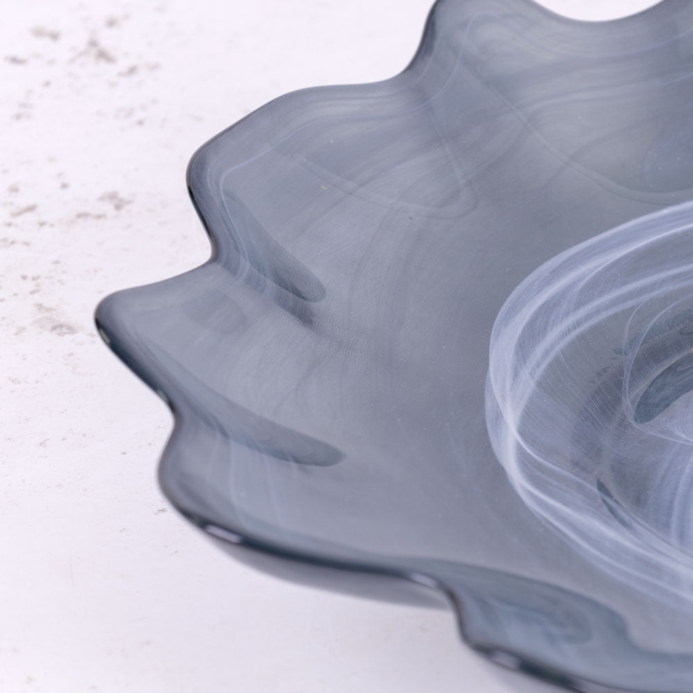 Bowl, Recycled Glass, Grey,33cm