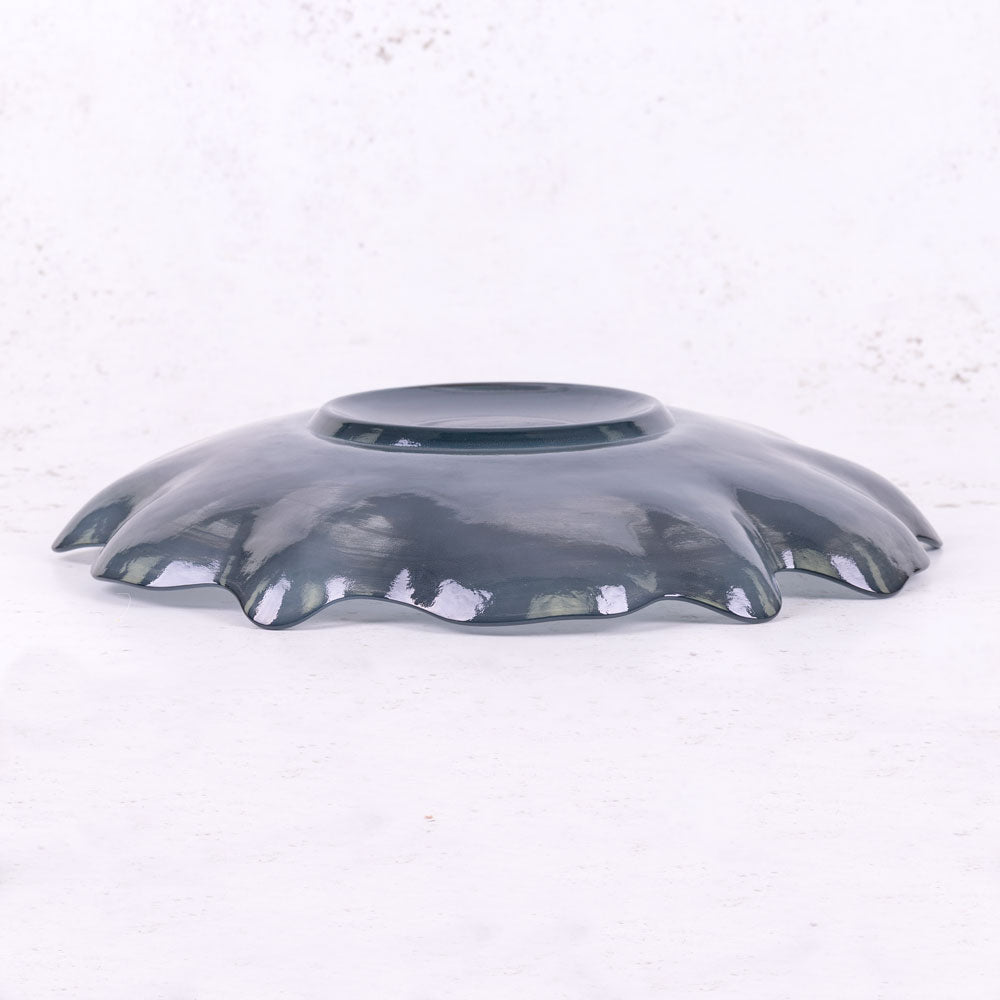 Bowl, Recycled Glass, Grey,33cm