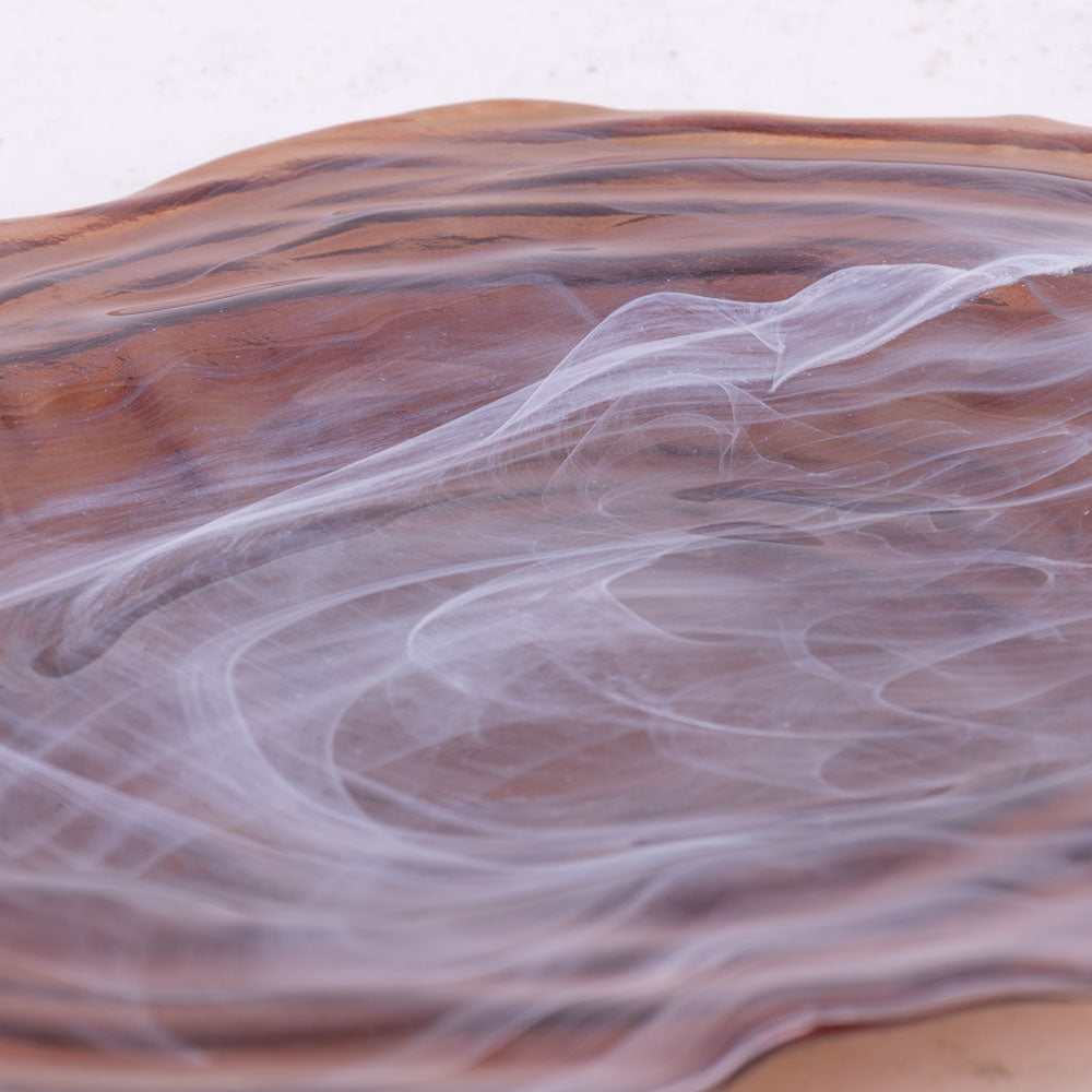 Bowl, Recycled Glass, Brown, 46cm