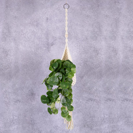 Macrame Plant Hanger, Light Brown, With Glass, 15x85cm