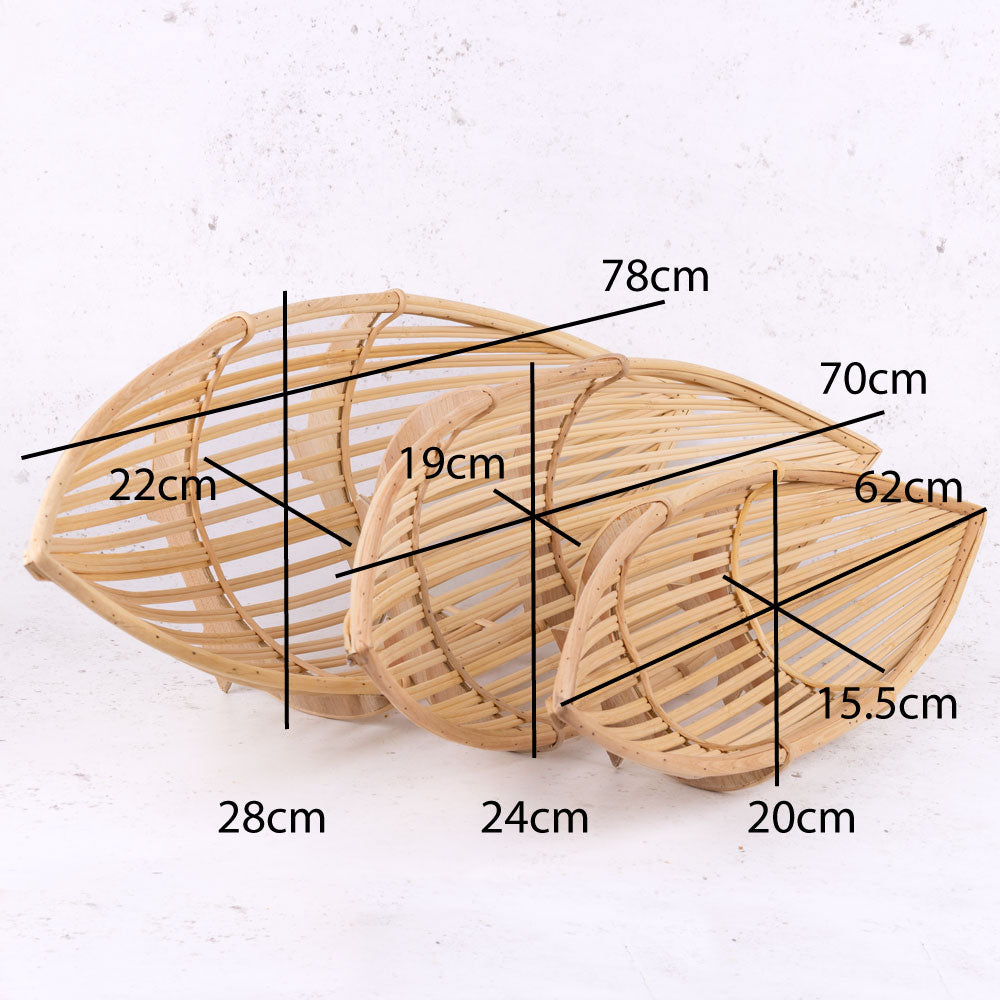Tray Trio, Bamboo, Natural, 78cm/70cm/62cm, per set