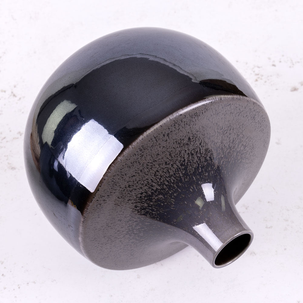 Vase, Ceramic, Black, 22x21.5cm