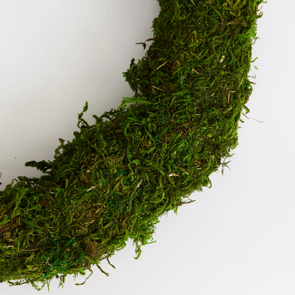Moss Wreath Base, Dried, Green, Diameter 30cm