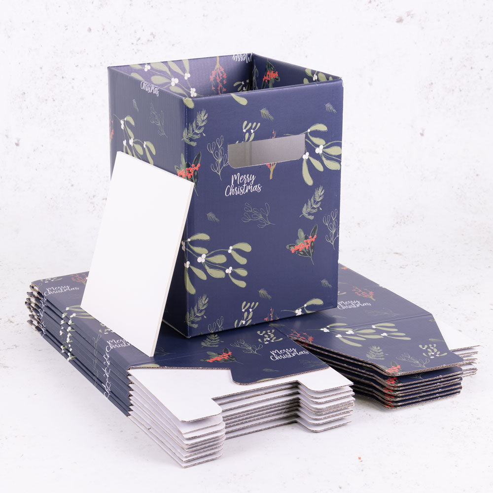 Porto Boxes, Mistletoe & Berries, Navy, Pack x 10