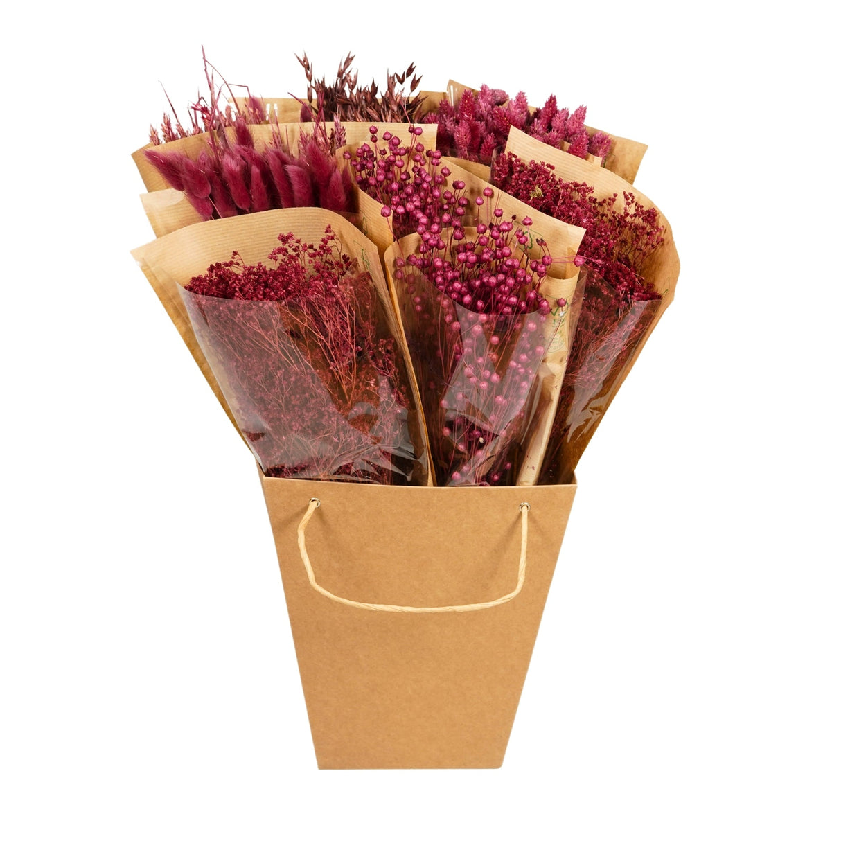 A box of Floriëtte bouquets in brown paper wrapping