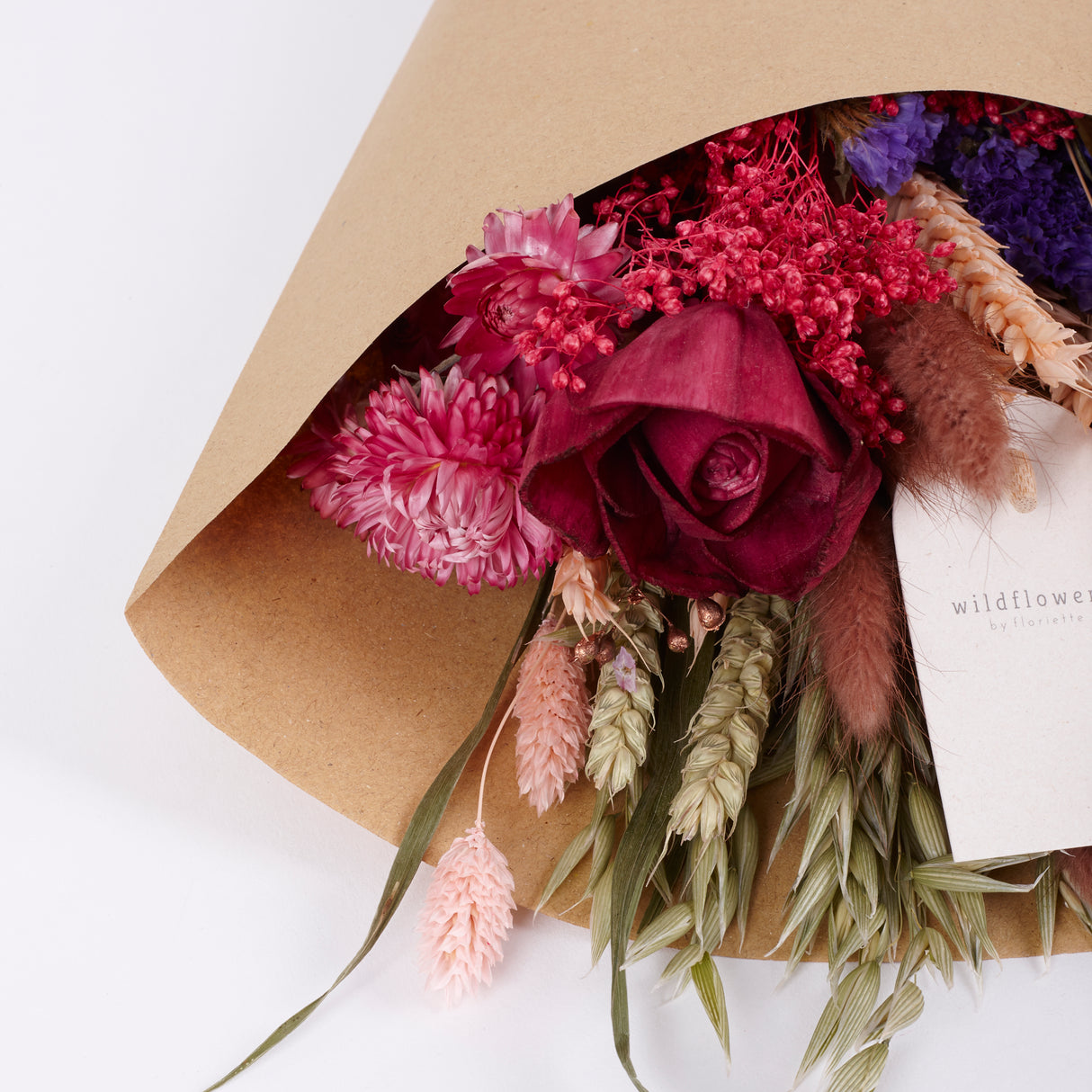 Bouquet, Wildflower Dried, Burgundy, Small