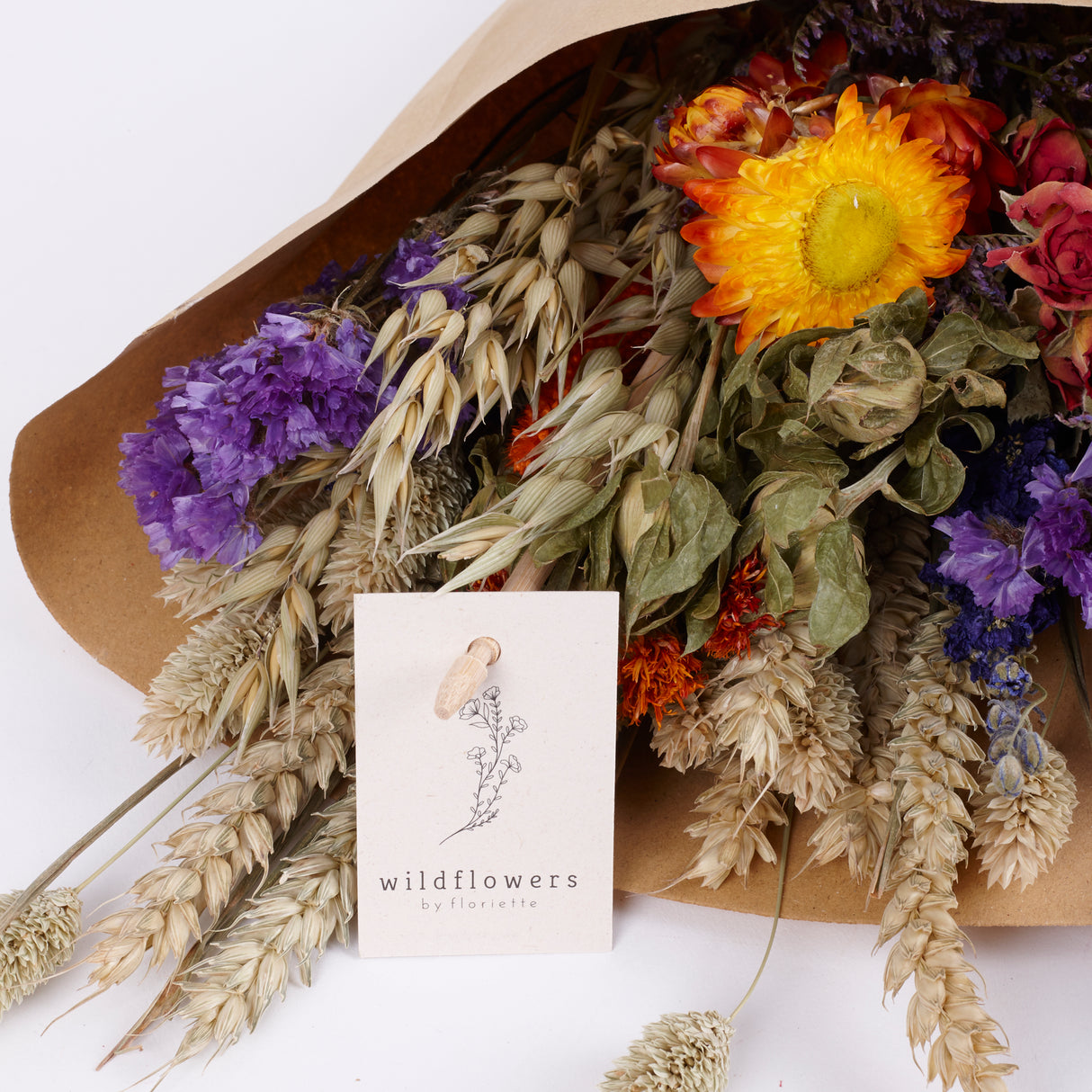 Bouquet, Wildflower Dried, Orange, Medium