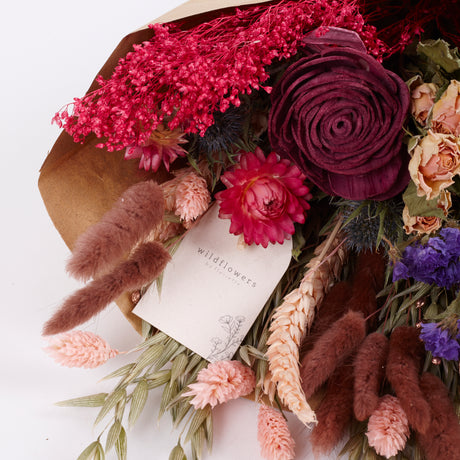 Bouquet, Wildflower Dried, Burgundy, Medium