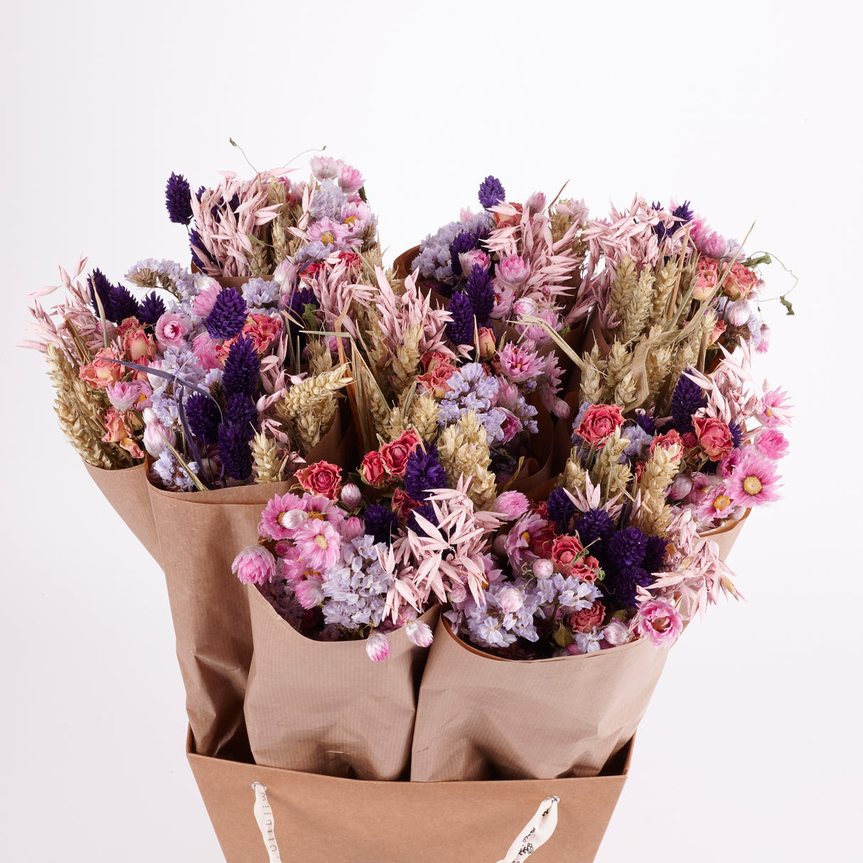 Bucket, Wildflower Bunches, Dried, Purple Glow