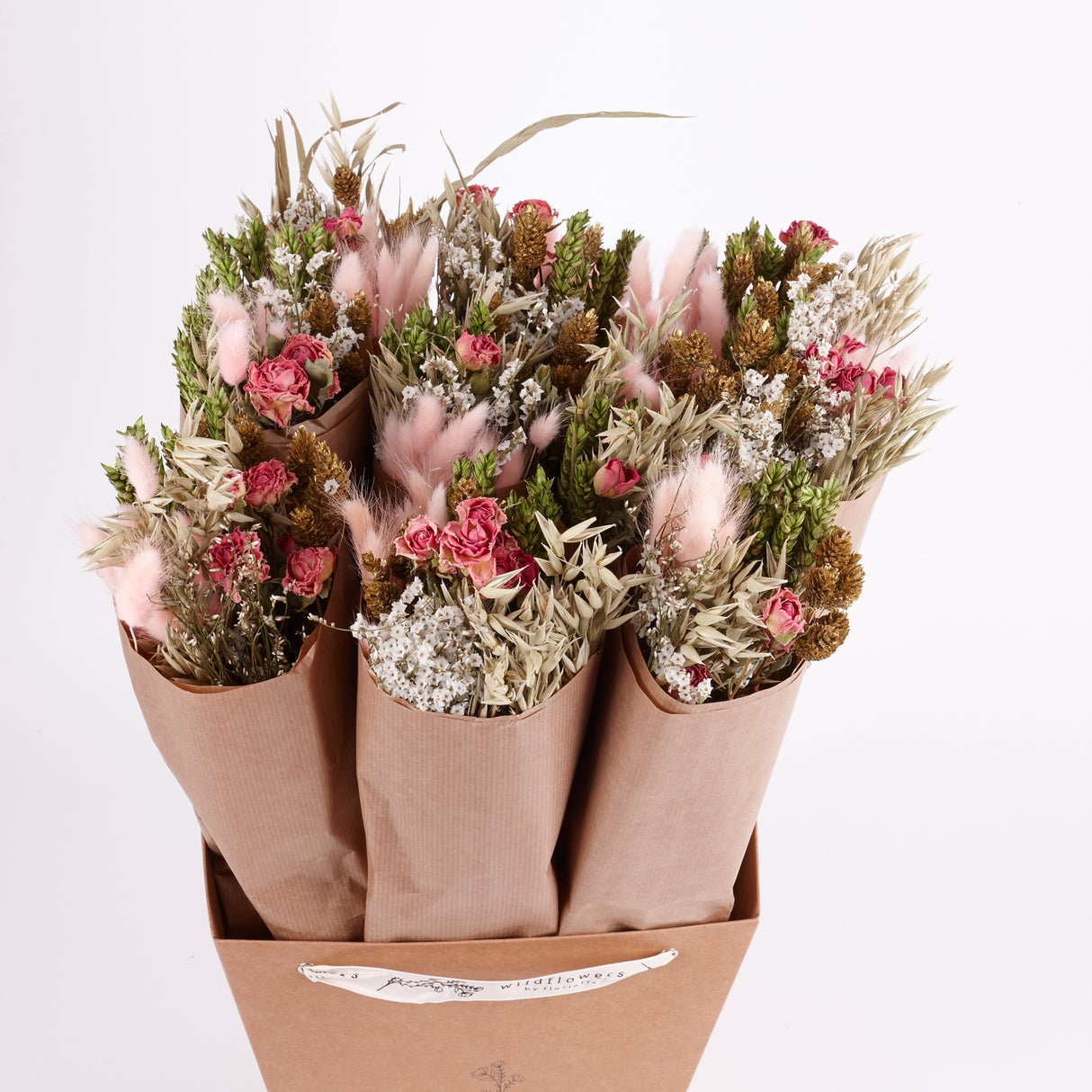 Bucket, Wildflower Bunches, Dried, Pink Elegance