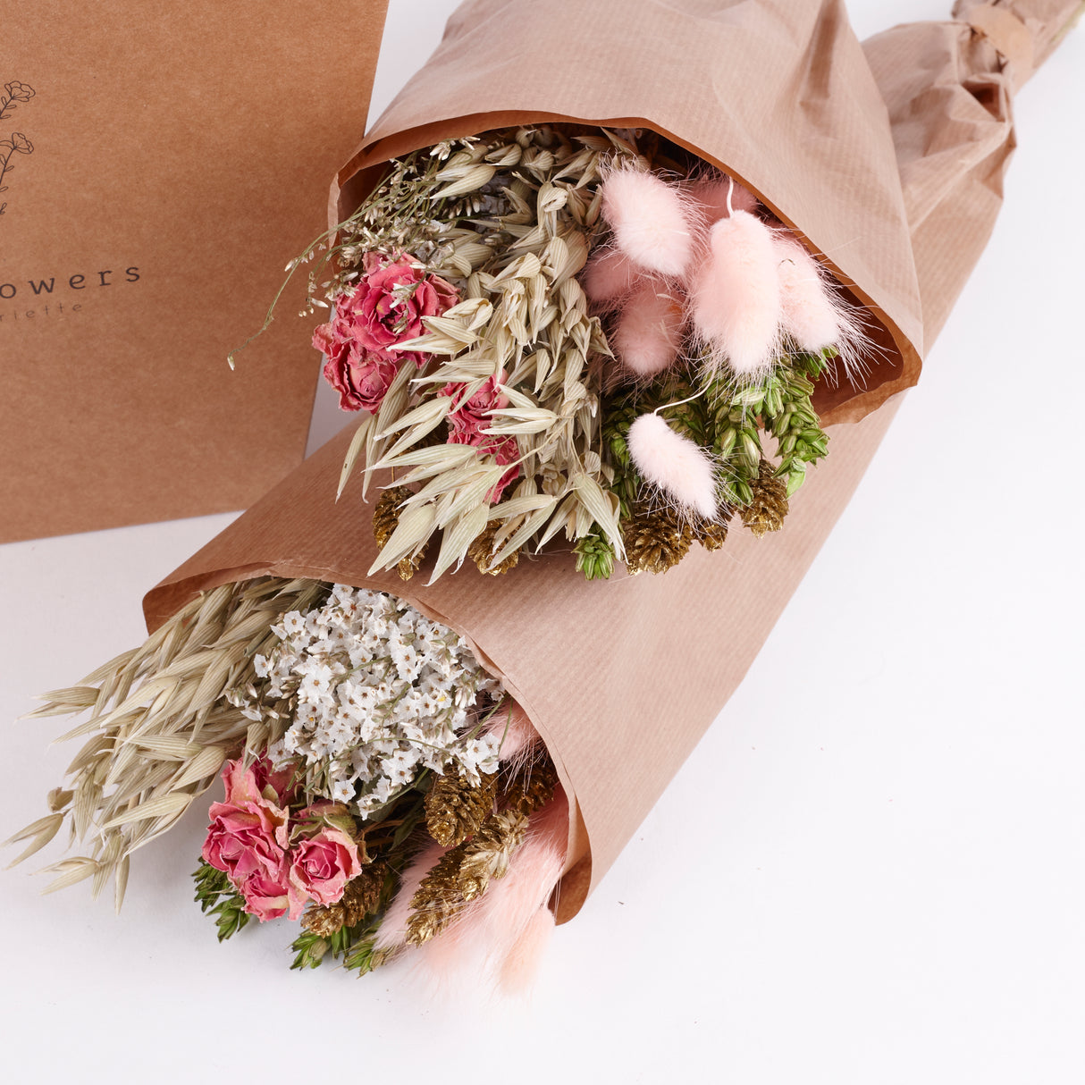 Bucket, Wildflower Bunches, Dried, Pink Elegance