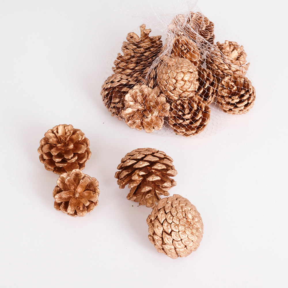 Pine Cones, Painted Gold, Net x 250g