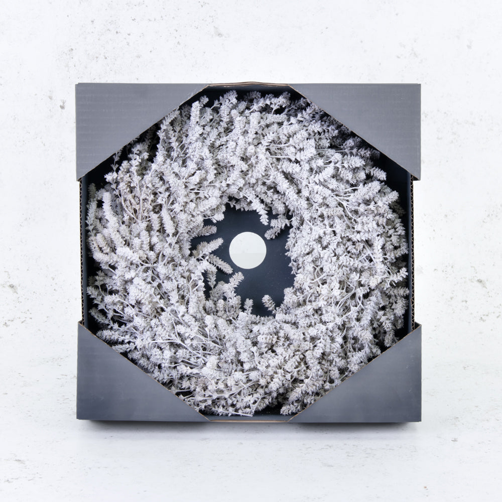 Wreath, Linen Herb, Preserved, Misty White, 35cm