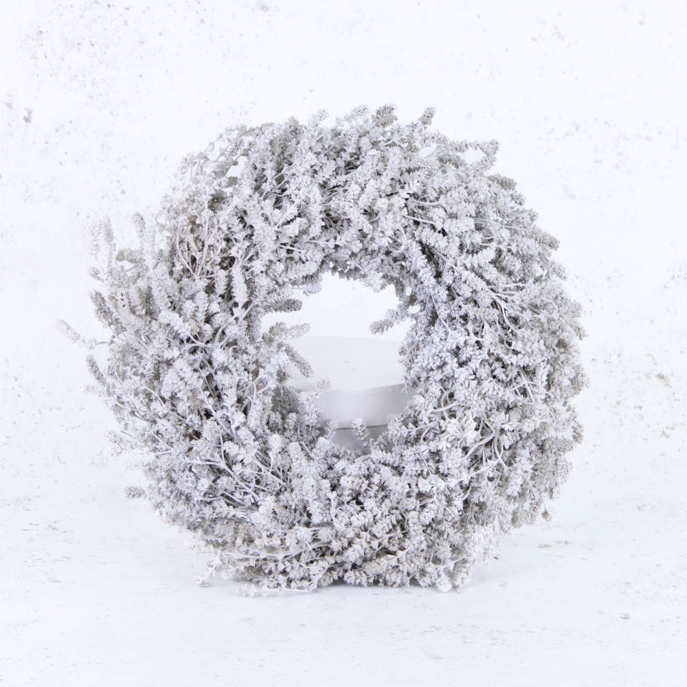 Wreath, Linen Herb, Preserved, Misty White, 35cm