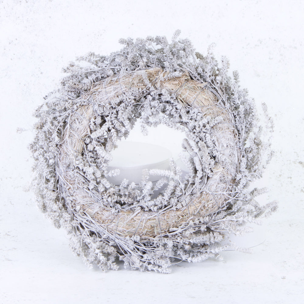 Wreath, Linen Herb, Preserved, Misty White, 35cm