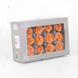 A box of premium, preserved, peach-coloured rose heads.
