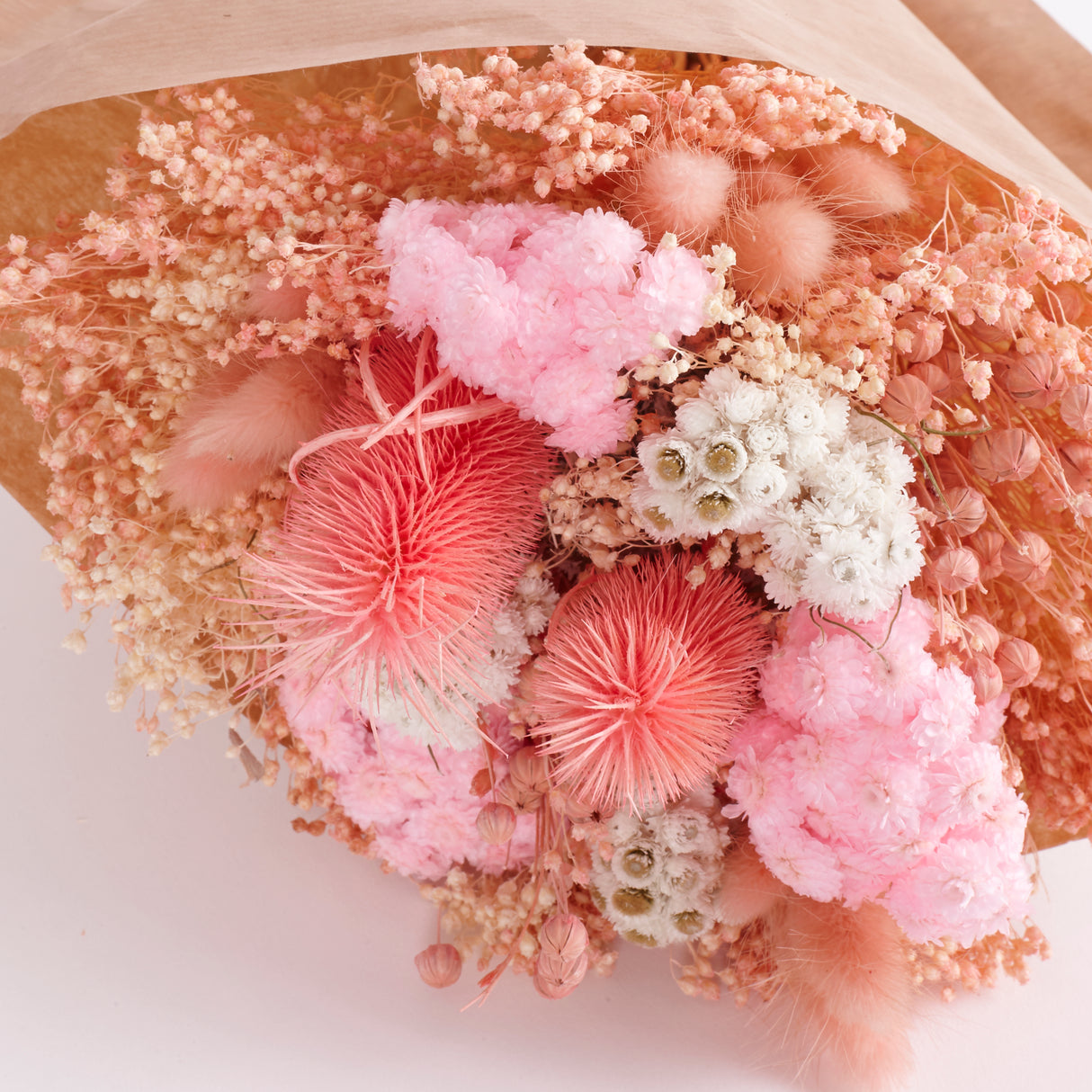 Wow, Mixed Dried Flower Bouquet, Romantic Pink