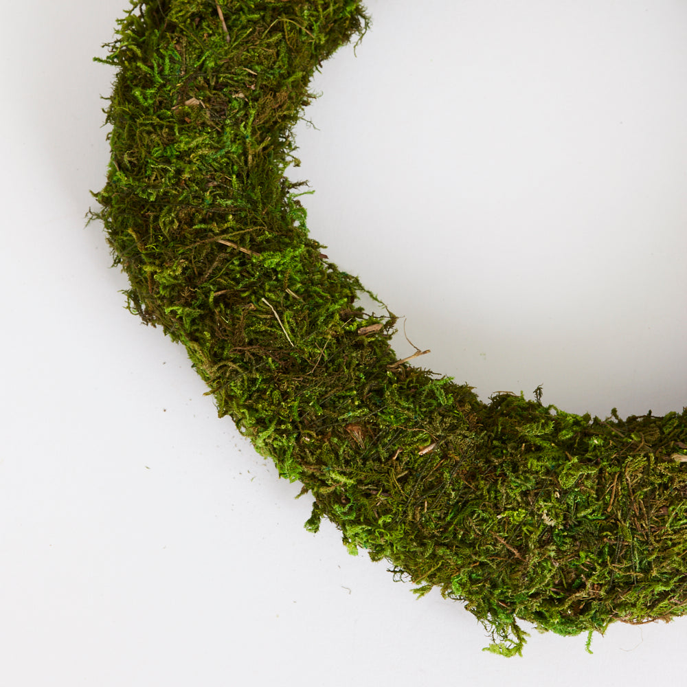 Moss Wreath Base, Dried, Green, Diameter 20cm