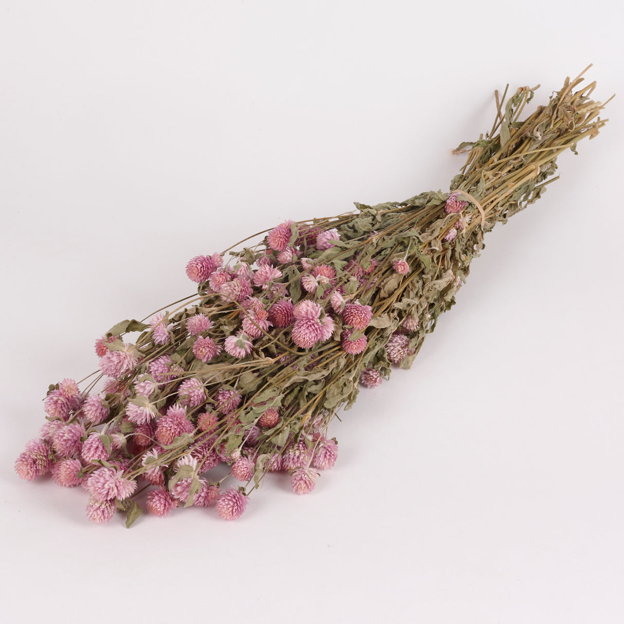 Image shows a bunch of Natural and Dried Clover with lots of pink flowers. Gomphrena.