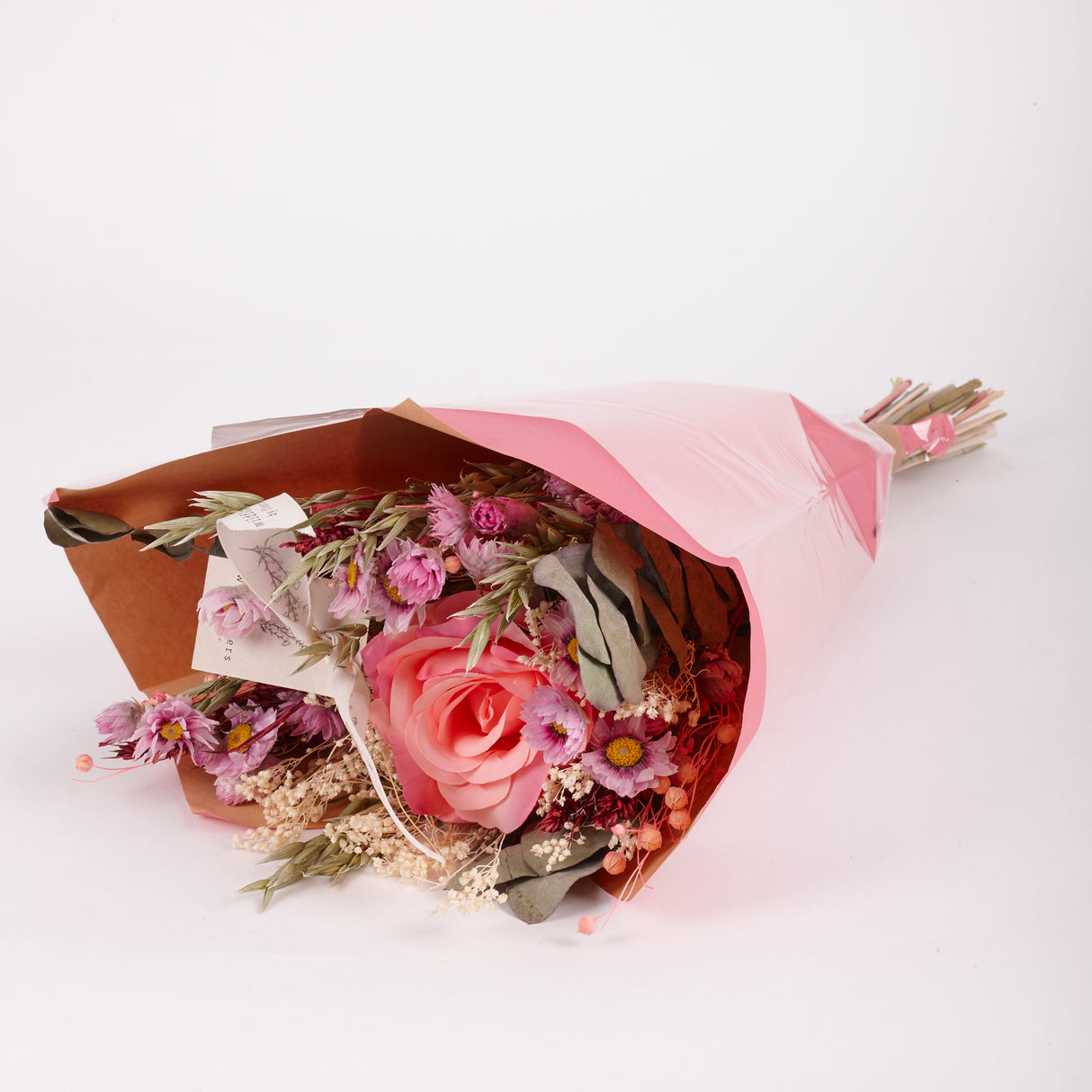 Romantic Bouquet, Pink Rose, Dried and Silk Bouquet