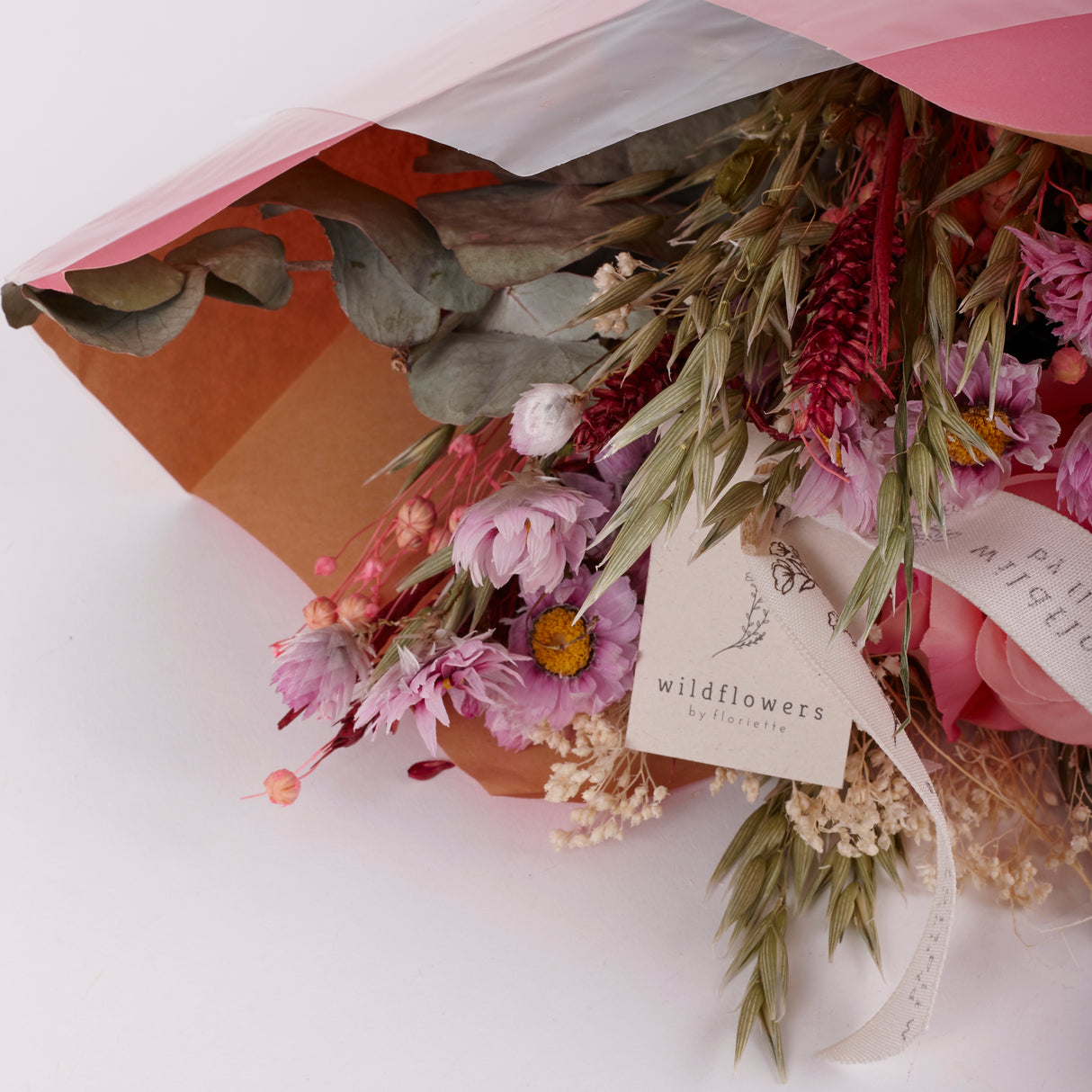 Romantic Bouquet, Pink Rose, Dried and Silk Bouquet