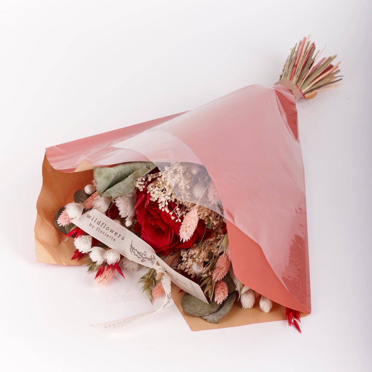 Romantic Bouquet, Red Rose, Dried and Silk Bouquet