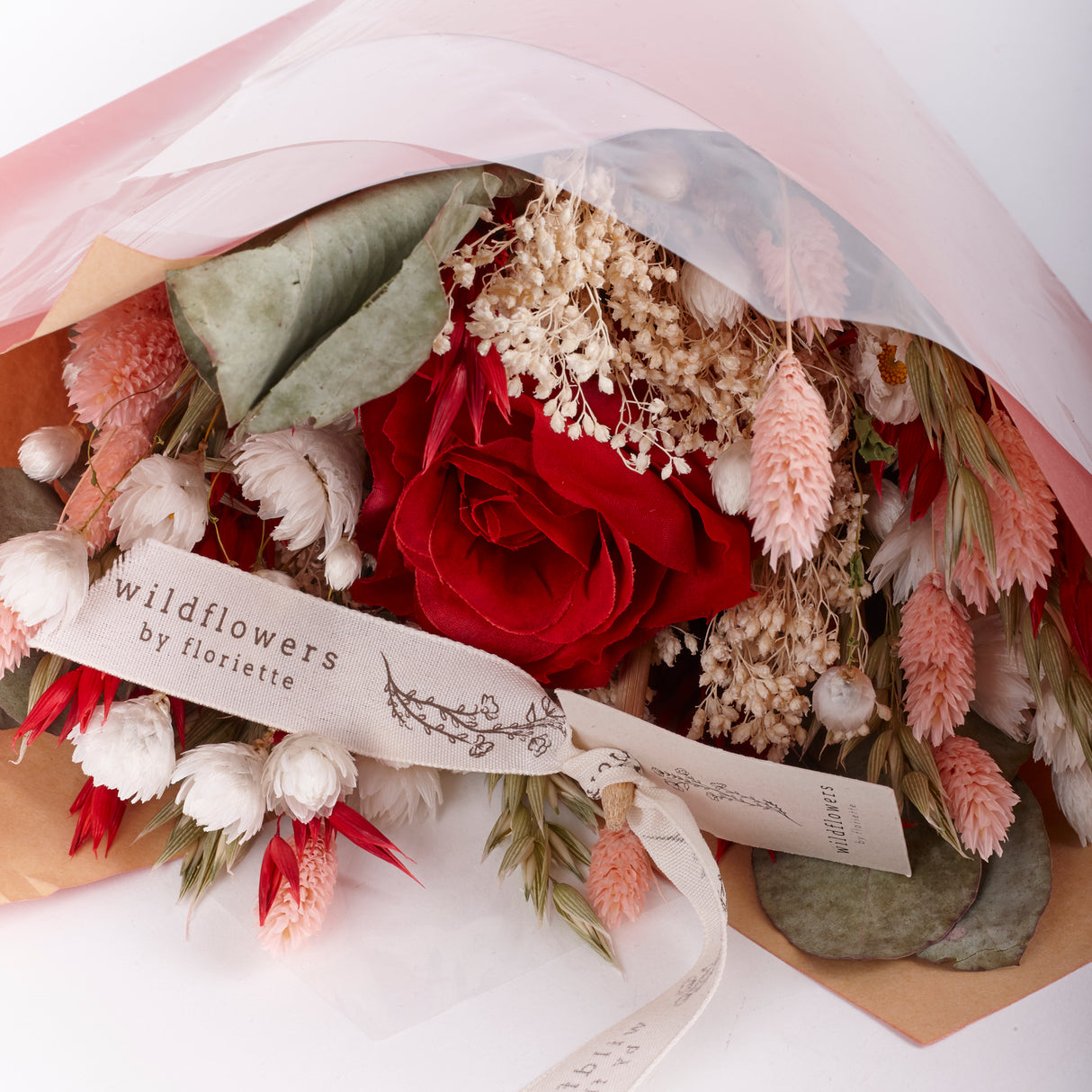 Romantic Bouquet, Red Rose, Dried and Silk Bouquet