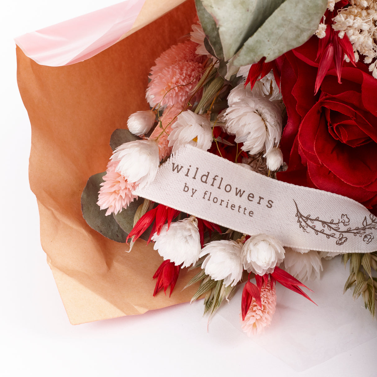 Romantic Bouquet, Red Rose, Dried and Silk Bouquet